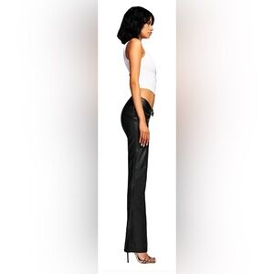 I AM GIA Sz XL Satin Pants Dip Front Liquid Leather Aesthetic Straight Leg